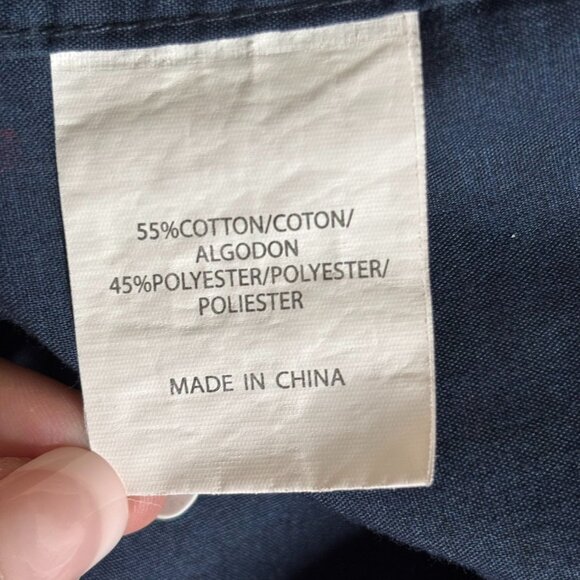 Molokai Surf Button Down Short Sleeve Shirt L Blue Fishbone Chest Pocket Casual - Picture 8 of 8